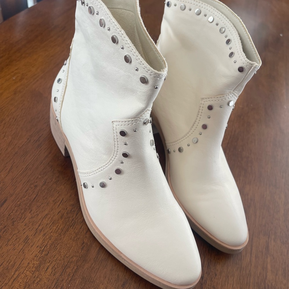 White Studded Ankle Boots